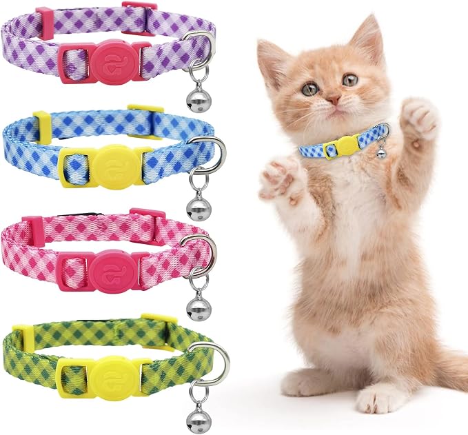 azuza 4 Pack Breakaway Plaid Kitten Collar by azuza