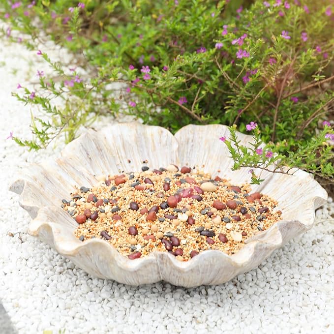 MUMTOP Bird Baths for Outdoors, Antique Outdoor Garden Bird Bath Resin Flower - Image 2