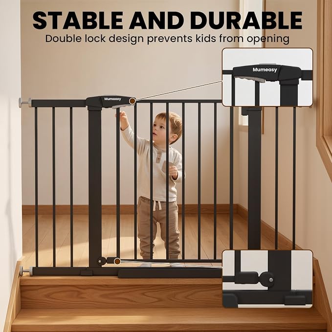 29.7-46" Extra Wide Baby Gate for Stairs, Pressure Mounted Dog Gate Indoor for - Image 4