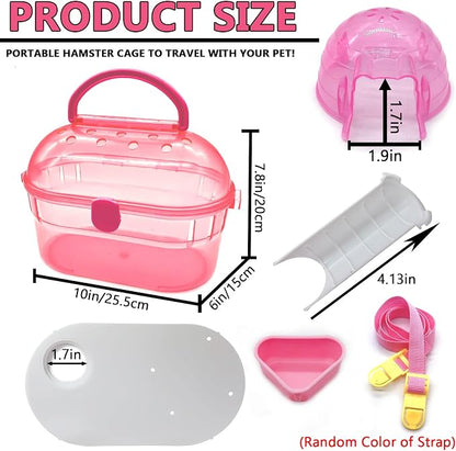kathson Portable Hamster Cage Dwarf Hamster Carry Case Syrian Hamster Carry - Image 2