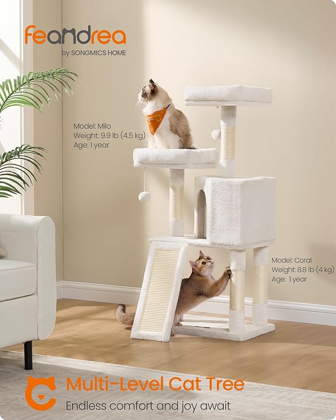 Feandrea Cat Tree, 45.3-Inch Cat Tower, Plush Condo - Image 2
