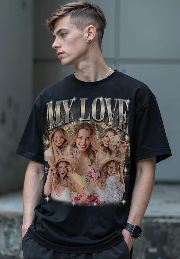 Custom Bootleg Rap Shirt with Photo Text, Vintage Custom Picture Shirt - Image 7