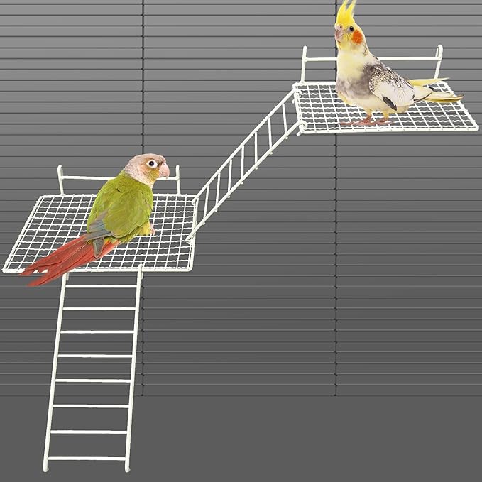 BNOSDM 4 PCS Bird Perches Platform, Stainless Steel Grid Platform by BNOSDM