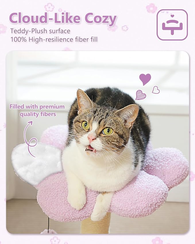 Flower Cat Scratching Post, Replaceable Toy Ball - Image 4
