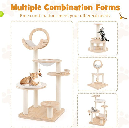 Nightcore 57” Tall Solid Wood Cat Tree - Image 4