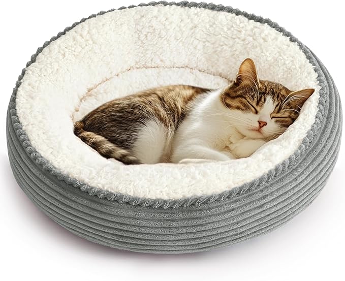 Love's cabin Round Donut Cat and Dog Cushion Bed, 20in Pet Bed by Lovescabin