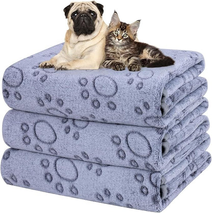 Dono 1 Pack 3 Dog Blankets, Soft Fluffy Fleece Pet Blanket Warm Sleep Mat Paw by Dono