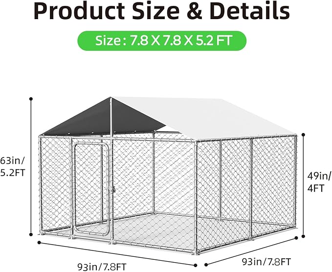 7.8'x7.8' Large Outdoor Dog Kennel, Heavy Duty Dog Enclosure - Image 6