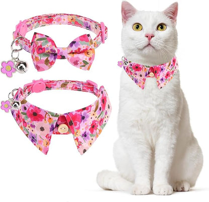 Cat Collar Breakaway with Bells, Small Cat Collar with Bow by DILLYBUD