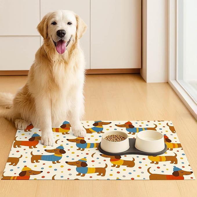 Adorable Dachshund Puppy Pet Food Mat - Image 3