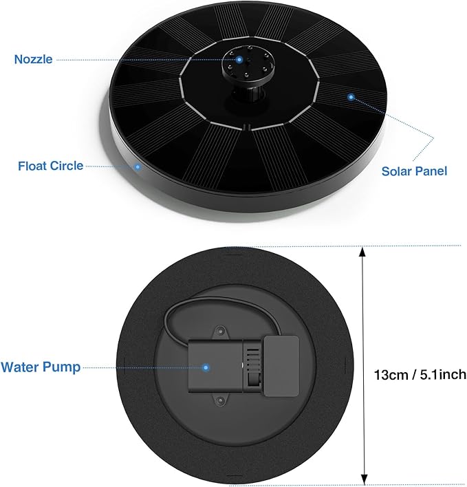 Solar Fountain, Floating Solar Powered Water Fountain Pump - Image 4