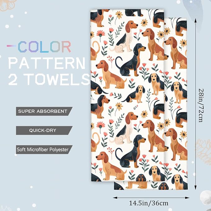 Cute Dachshund Hand Towels - Image 2