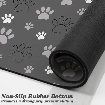 Dog Food Mat, Absorbent Water Bowl Mats Cat Pet Feeding Placemats Dark Gray 12 - Image 3