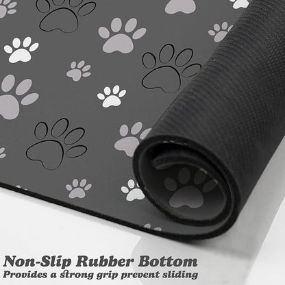 Dog Food Mat, Absorbent Water Bowl Mats Cat Pet Feeding Placemats Dark Gray 16 - Image 3