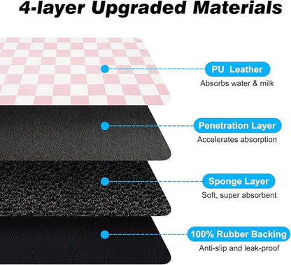 Checkered Dog Food Mat, Absorbent Leak-Proof Pet Feeding Mat, Quick Dry Cat - Image 6