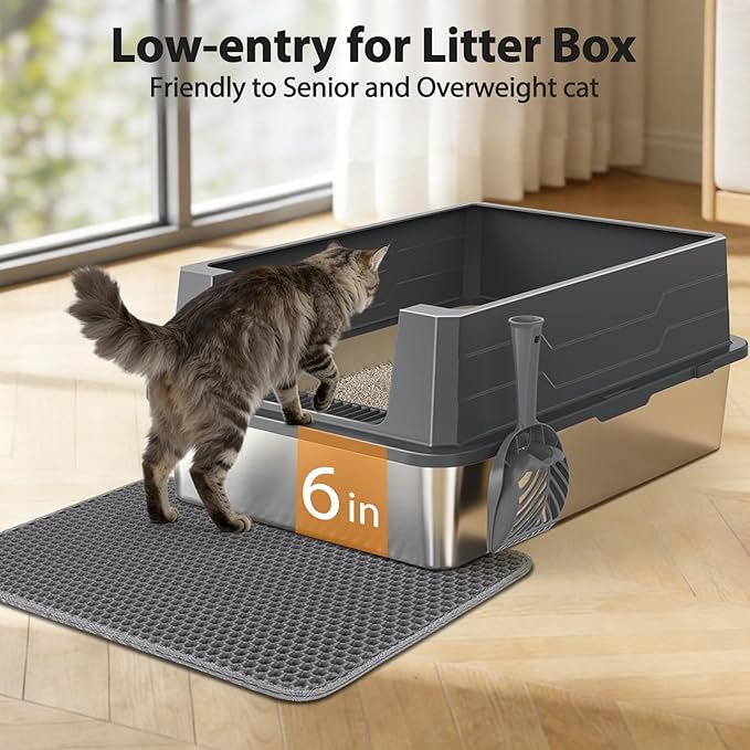 FURTIME XXXL Extra Large Stainless Steel Litter Box - Image 8