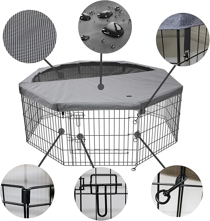 PETIME Foldable Metal Dog Exercise Pen/Pet Puppy Playpen Kennels Yard Fence - Image 2