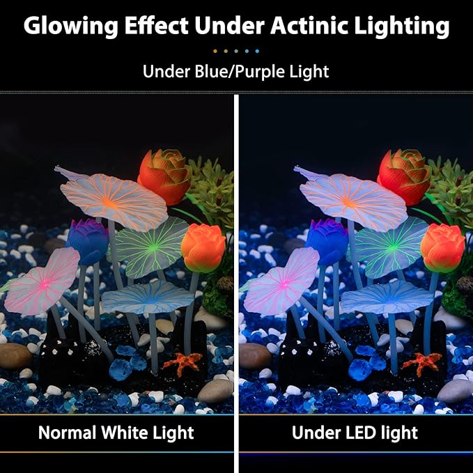 Uniclife Glowing Effect Lotus Ornament Silicone Decor Aquarium Decoration - Image 3