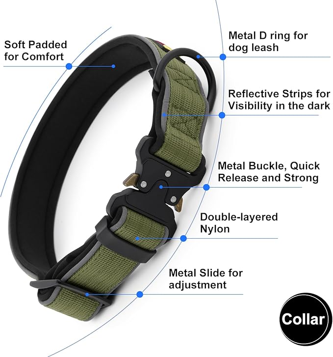 Plutus Pet Tactical Dog Collar, Reflective, Adjustable Heavy Duty Dog Collar - Image 3