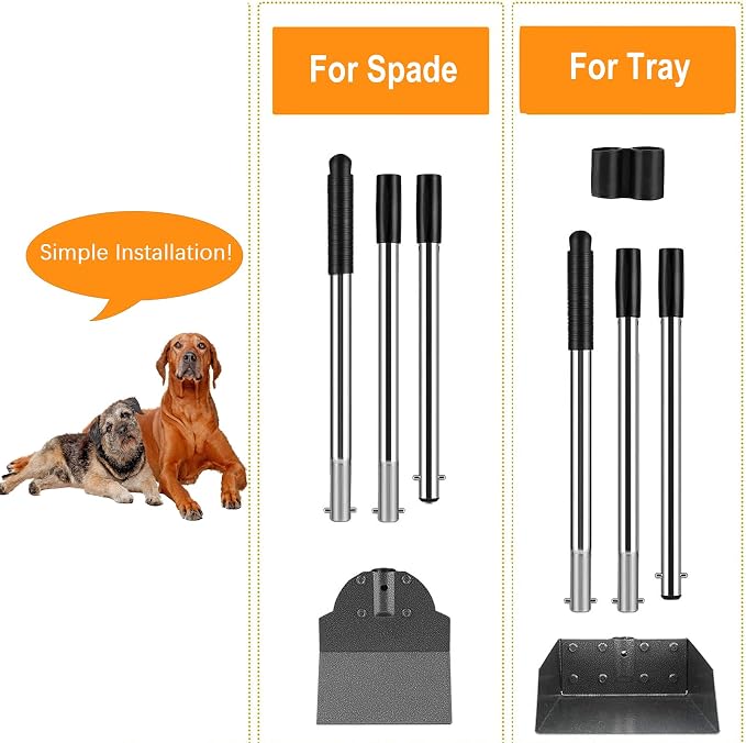 Pooper Scooper, Metal Aluminum Tray and Spade Poop Scoop Set - Image 6