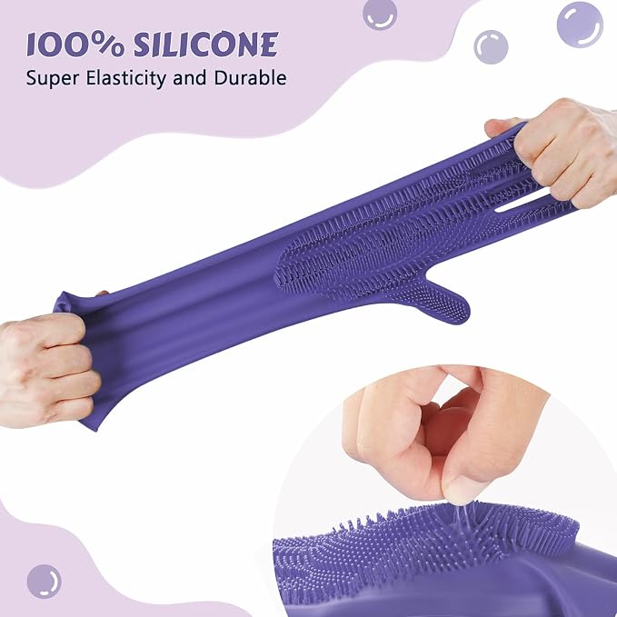 Pecute Pet Grooming Gloves, Heat Resistant, Silicone Bathing and Massaging - Image 4
