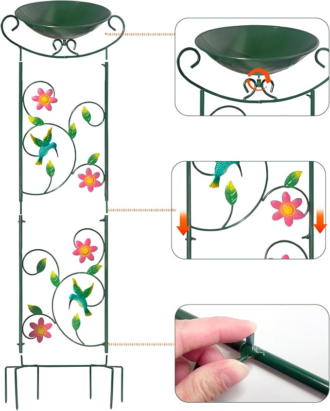 HONGLAND Metal Bird Bath with Trellis, Decorative Bird Feeder Station with - Image 8