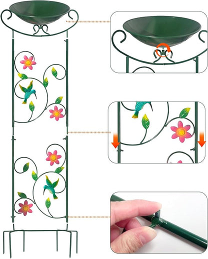 HONGLAND Metal Bird Bath with Trellis, Decorative Bird Feeder Station with - Image 8