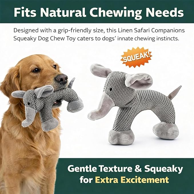 Linen Safari Companions, Squeaky Dog Chew Animals, - Image 2