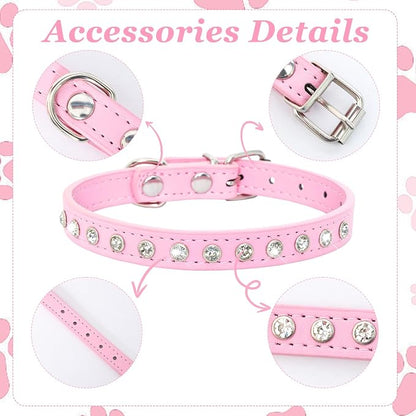 Small Dog Collars Bling Puppy Collars Diamond Pet Collars PU Leather Sparkly - Image 3