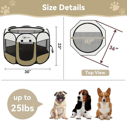 Dog Cat Playpen, Medium Puppy Pet Playpen, Dog Crate Tent Cage Indoor/Outdoor - Image 2