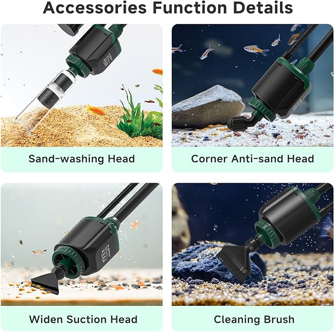 AQQA Fish Tank Cleaner, 34W 600GPH DC Gravel Vacuum - Image 4
