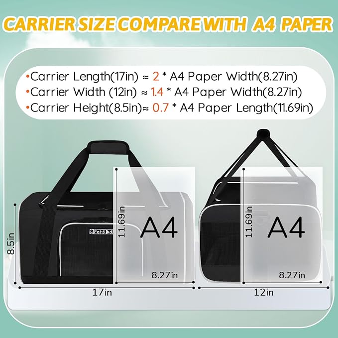 Petskd Pet Carrier 17x12x8.5 JetBlue Allegiant Airline Approved, Pet Travel - Image 3