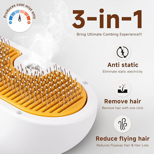 Pet Steam Brush Set for Dogs & Cats, Includes 3-in-1 Self Cleaning Spray Comb - Image 2