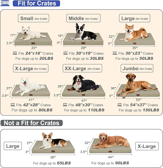 Outdoor Dog Bed for Medium Dogs, Waterproof Dog Crate Mat Orthopedic Egg Crate - Image 2
