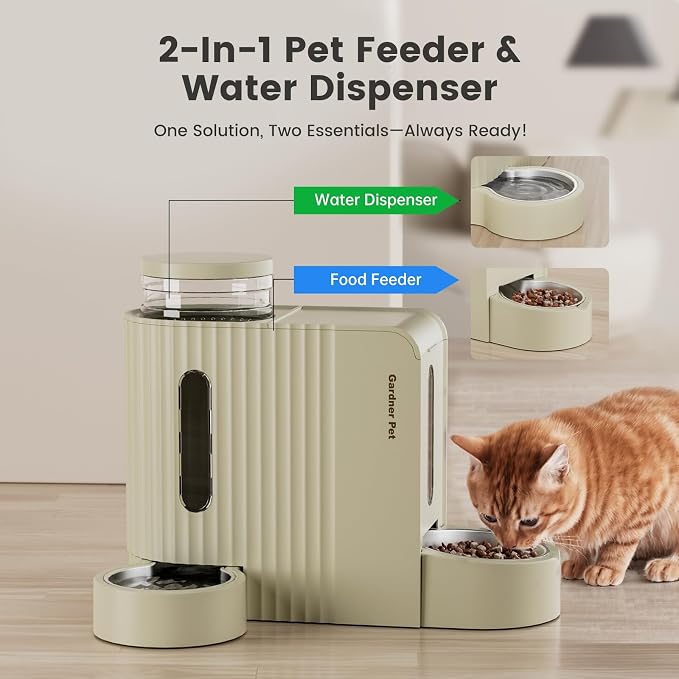 Gardner Pet Gravity Automatic 2-in-1 Pet Feeder, 0.8 Gallons*2 Cat Feeder and - Image 2