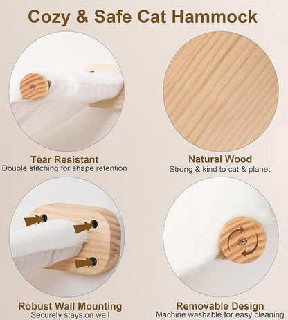 Cat Wall Hammock Set of 4 – 1 Floating Fabric Hammock, 2 Ladders - Image 6
