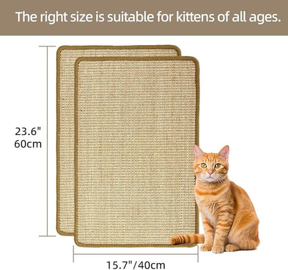 Cat Scratcher Mat, 23.6 X 15.7 Inch, Natural Sisal Cat Scratch Mats, Horizontal - Image 2