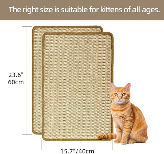 Cat Scratcher Mat, 23.6 X 15.7 Inch, Natural Sisal Cat Scratch Mats, Horizontal - Image 2