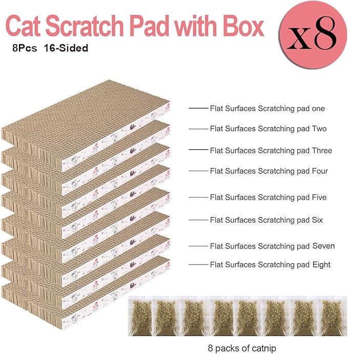 8 Packs in 1 Cat Scratch Pad, Cat Scratcher Cardboard, Reversible, Durable - Image 2