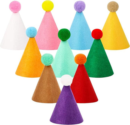 10 Pcs Mini Birthday Party Hats Multicolor Lovely Cone Hats by Hxezoc