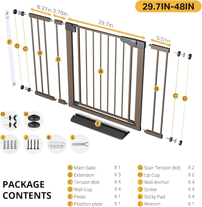 Cumbor 29.7-48" Baby Gate for Stairs, Mom's Choice Awards Winner-Dog Gate for - Image 9