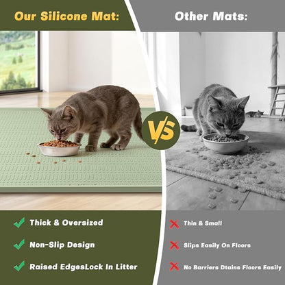 47" x 35" Silicone Cat Food Mat, Waterproof Pet Feeding Mat - Image 4