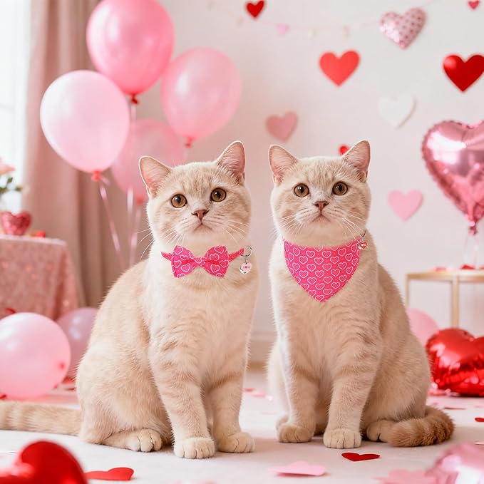 SCENEREAL Valentine's Day Cat Bandana Collars - Image 4