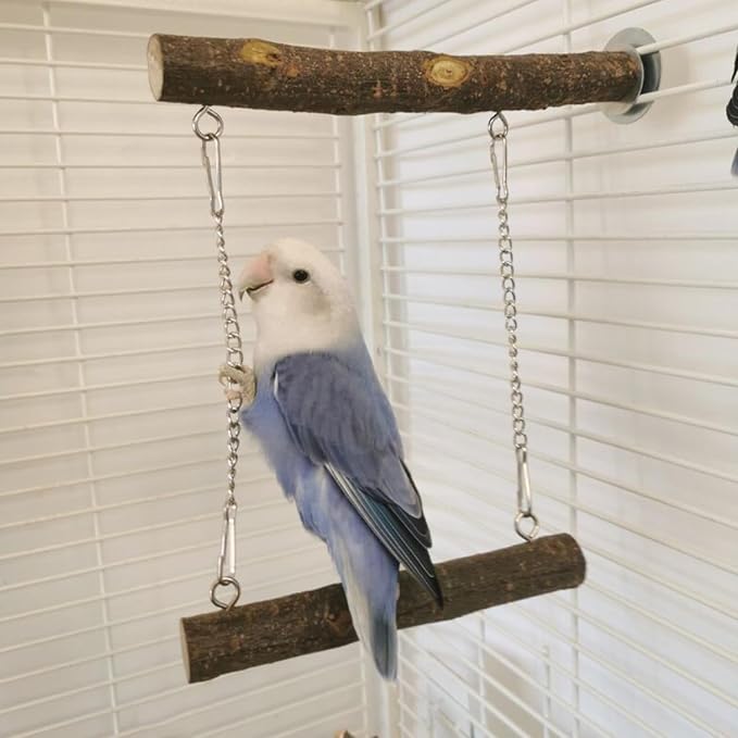 Bird Swing, Parrot Perch Stand Natural Wood Stand Parrot Cage Toys - Image 7