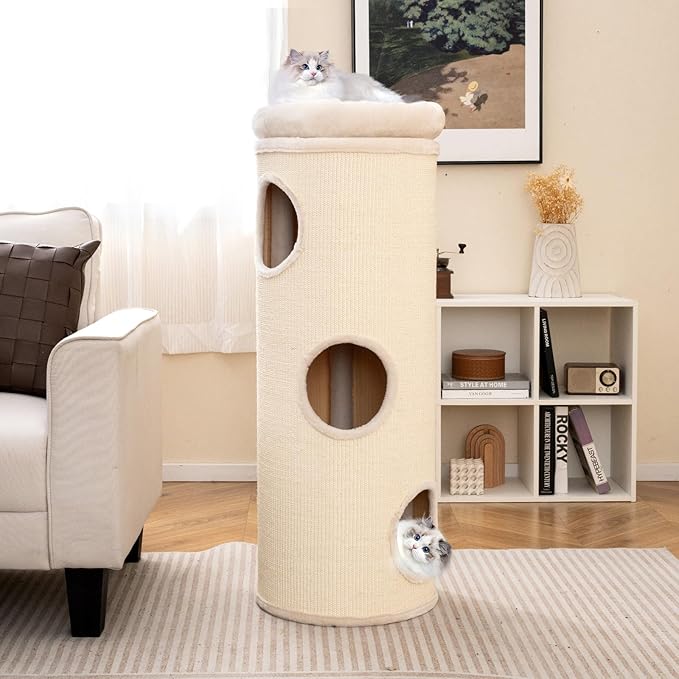 Tangkula 4 Story Cat Tree Condo, 49” Barrel-Shaped Cat House - Image 2
