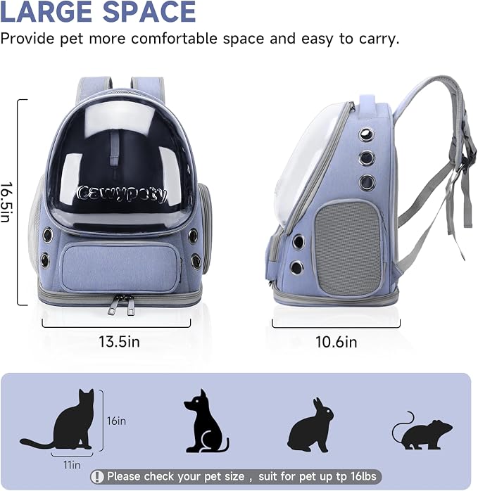 Cat Backpack Carrier, Breathable Cat Carrier Large Space Bubble Pet Backpack - Image 7