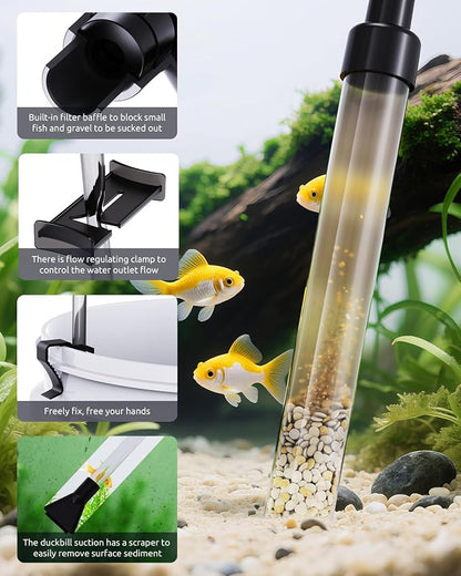 Gravel Vacuum for Aquarium, Fish Tank Cleaner Kit, Mini Manual Fishtank Vacuum - Image 6