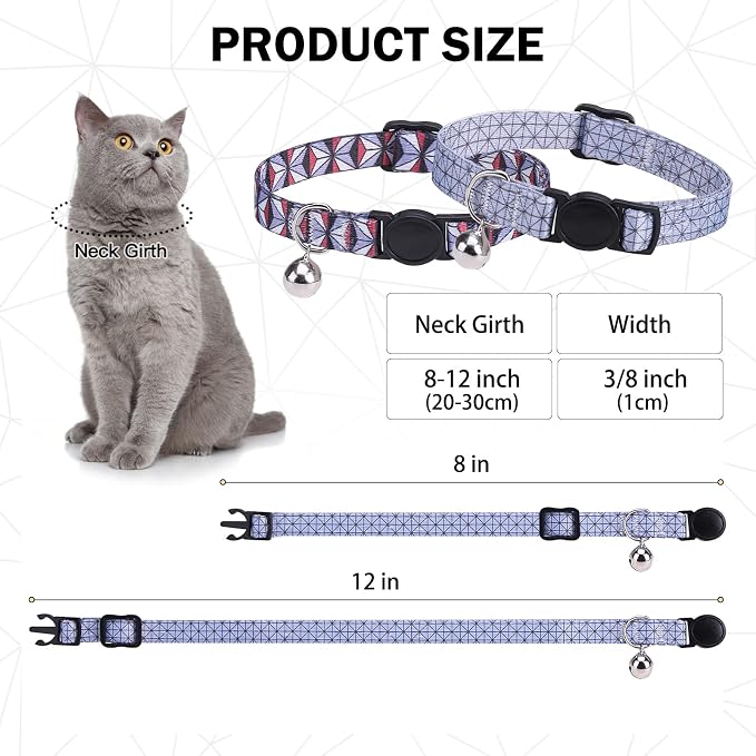 Breakaway Cat Collar with Bell & Cute Pendant, 2 Pack Kitten Collars with - Image 2