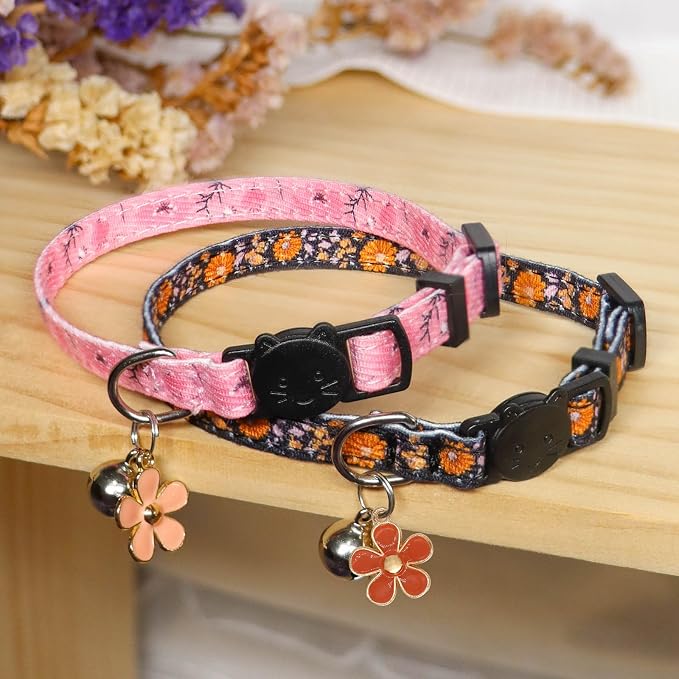 Cat Collar Breakaway, 2 Pack Cotton Cats Collars - Image 2