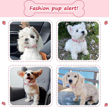 Strawberry Dog Collar, Cute Pink Dog Collars - Image 3